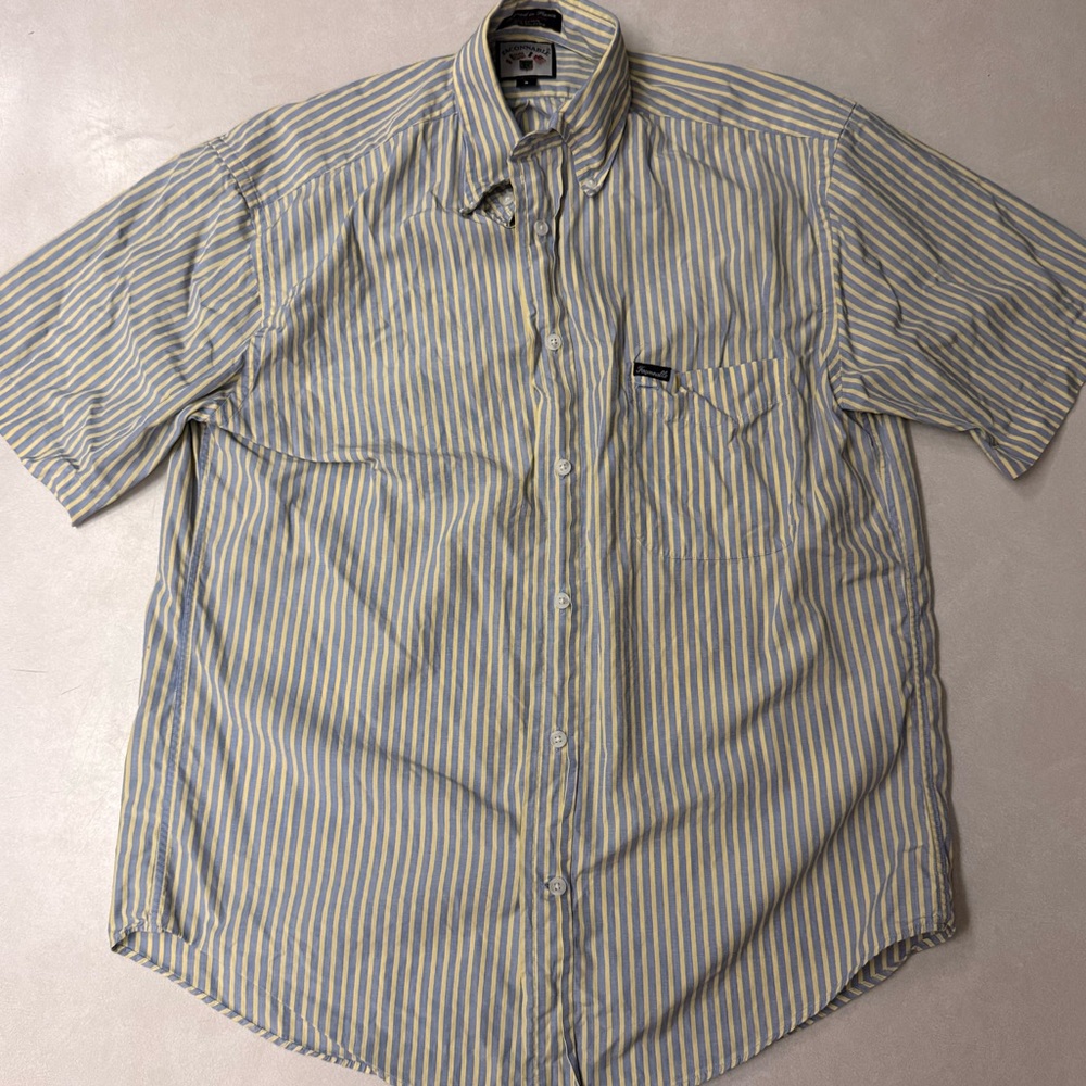 Faconnable Blue and Yellow Striped Casual Shirt